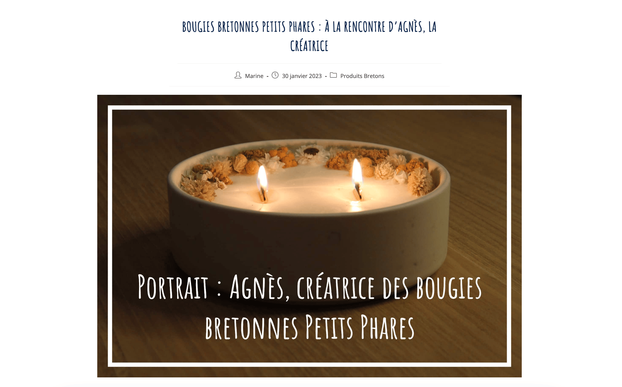 Un article de blog sur des bougies bretonnes